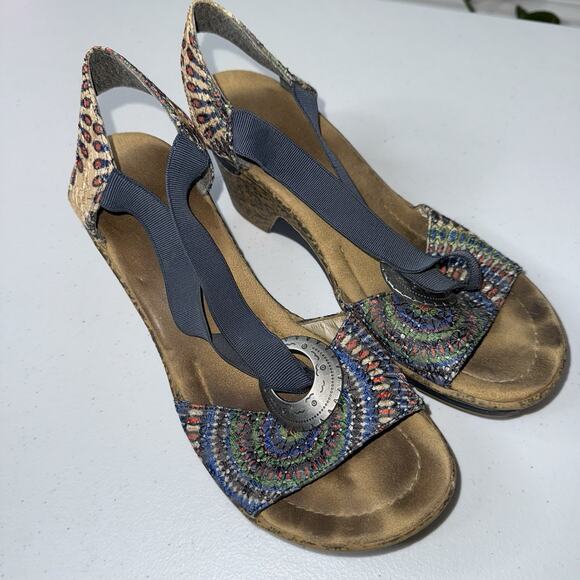 Rieker Women’s Roberta Wedge Sandal Peacock Print Size 40 - Picture 2 of 6